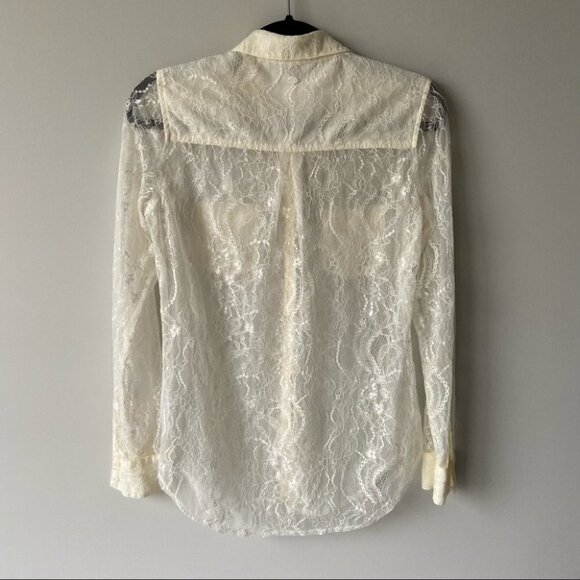 Guess Lace Button Down Stretch  Blouse Shirt - Picture 2 of 13
